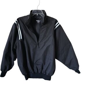 Black Pullover Windbreaker with Stripes